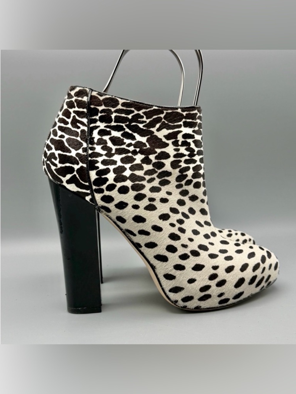 Ann Taylor Leopard Animal Hair Ankle Booties 8M Platform Heel 5”